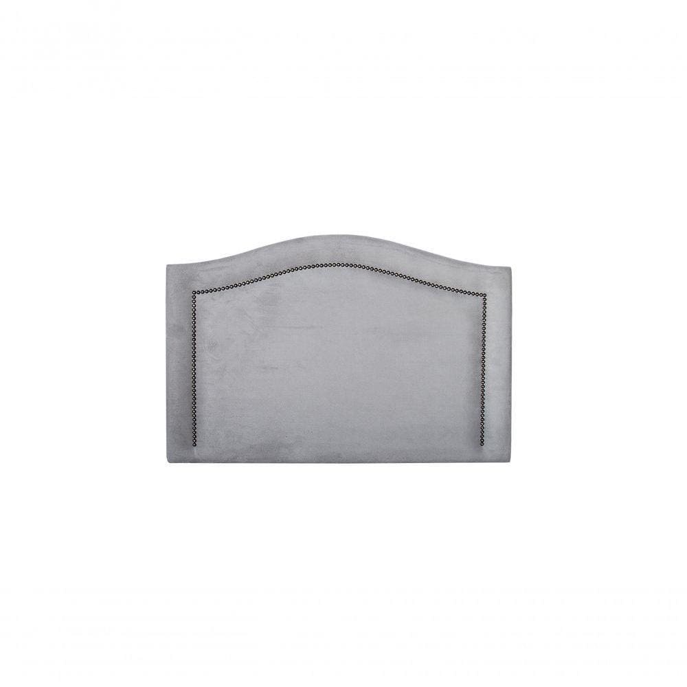 Cabeceira Solteiro 90x60 Suede Cinza Tachas Fumê