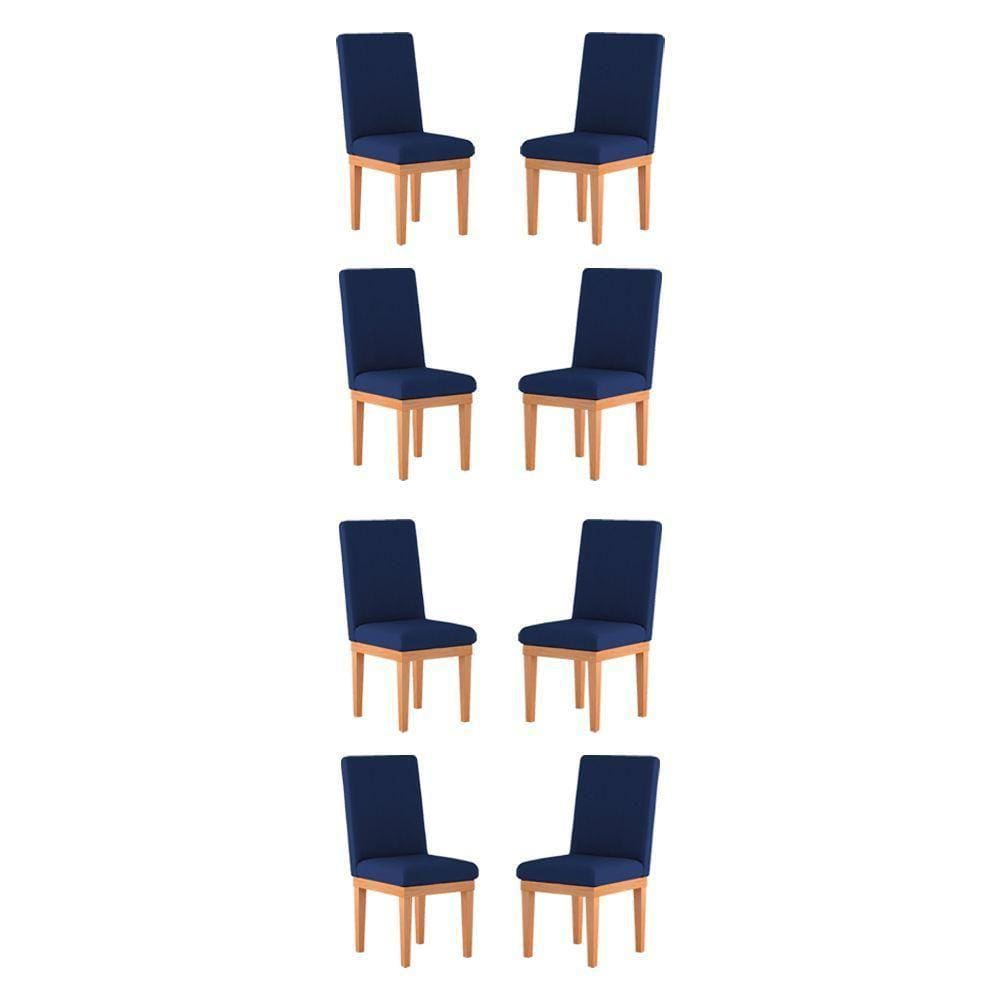 Kit 8 Cadeiras Estofadas Para Sala De Jantar azul Marinho