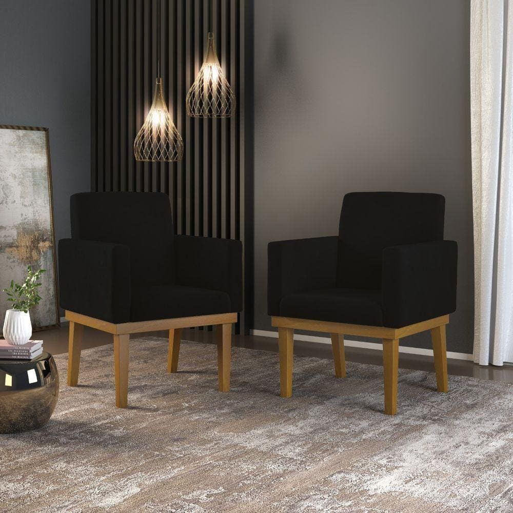 Kit 02 Poltronas Decorativa Reforçada preta