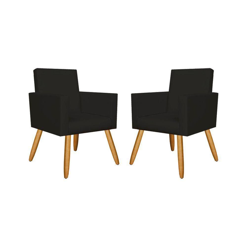 Kit 02 Poltronas Tecido Corino Para Salão - courino Preta