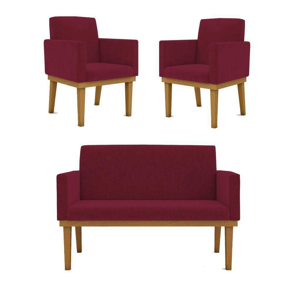 Kit Sofá Namoradeira + Poltrona Reforçada marsala