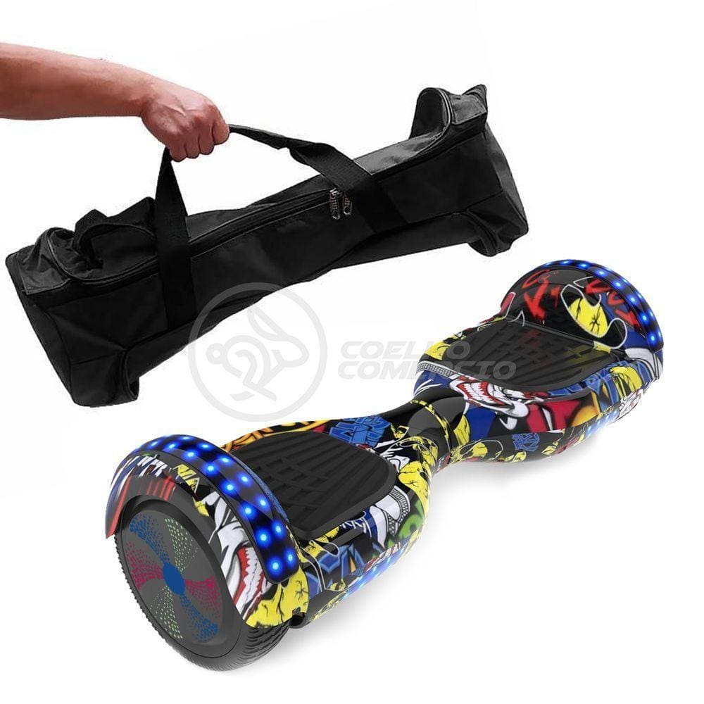 Hoverboard Infantil Skate Elétrico Arte Urbana Led Grafite
