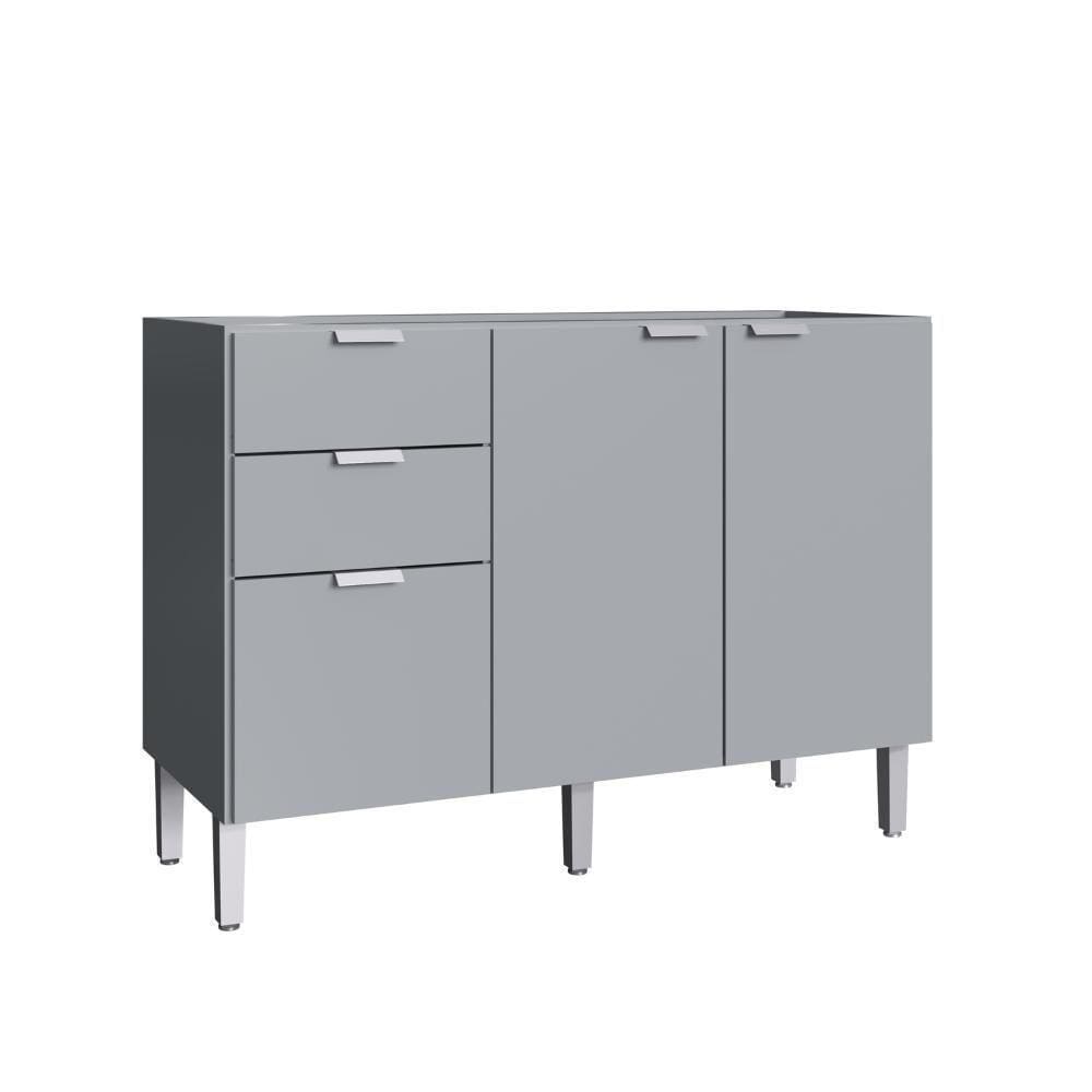 Balcão De Cozinha Em Mdf 3Pts 2GVTs 1,20M Naturalle Griseo