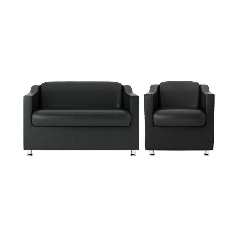 Kit Sofá Namoradeira + Poltrona Balaqui Decor Preto