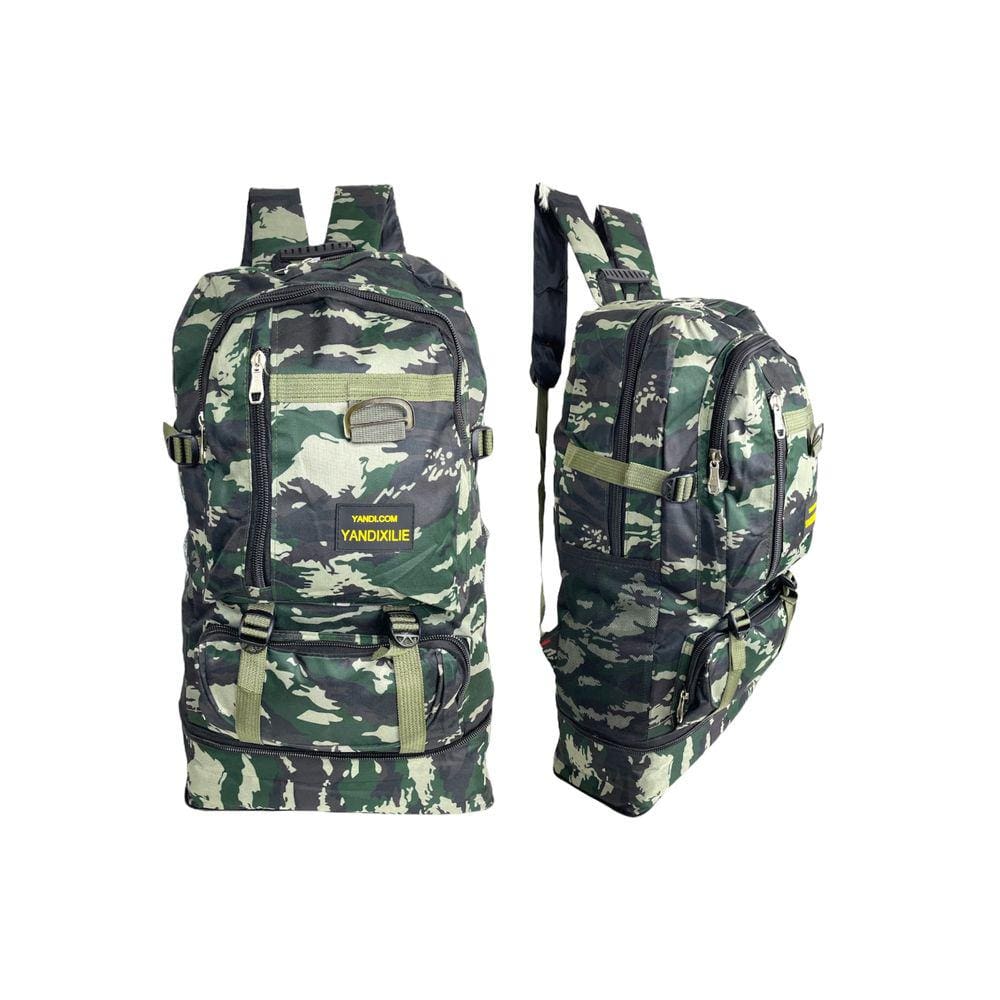 Mochila Lona Camuflada Grande 50L Masculina Reforçada Camping