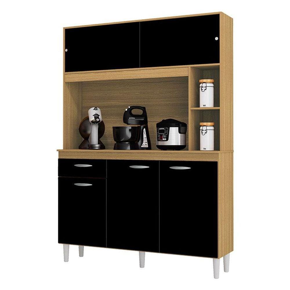 Cozinha Kit Duda 120 cm Damasco Preto - Poquema