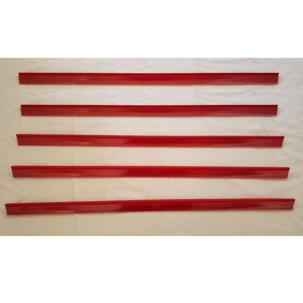 Porta Etiqueta Bandeja Gondola LX 92 Cm Vermelho Kit Com 150