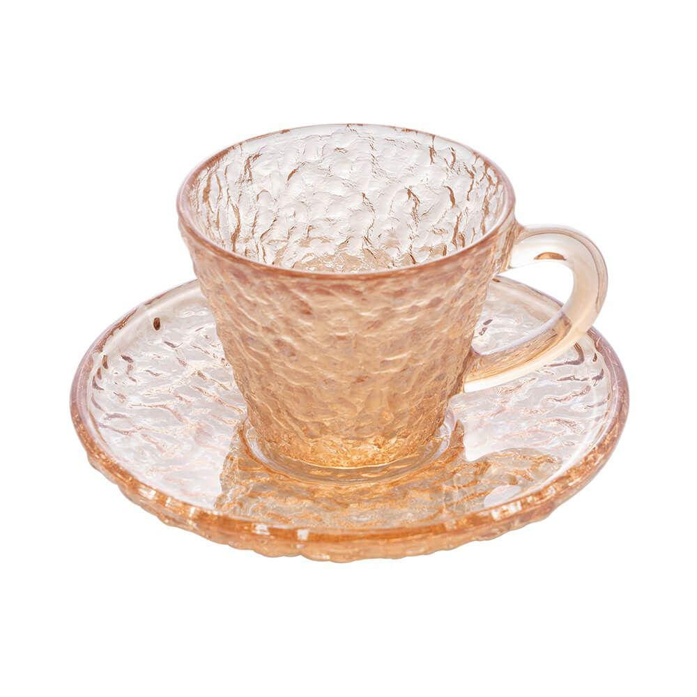 Xícara de Café com Pires Âmbar Espelhado Petra 70mL - Lyor