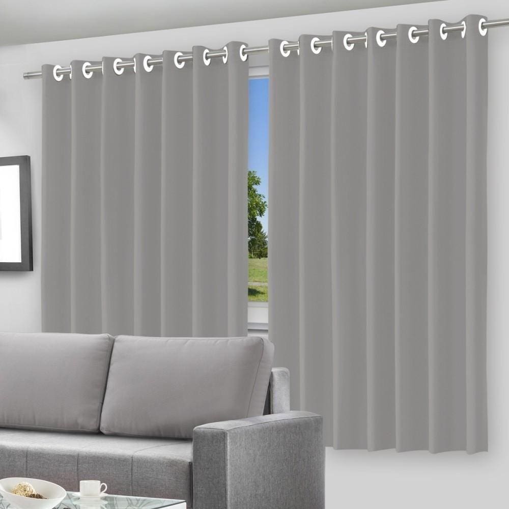 Cortina Blackout Película Corta Luz Com Ilhós Cinza 280X140