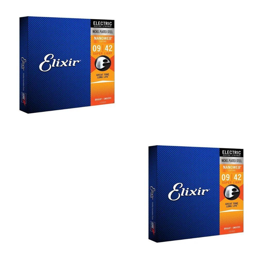 Kit 2 Encordoamentos Guitarra 009 Elixir Super Light Nanoweb 12002 Made in USA