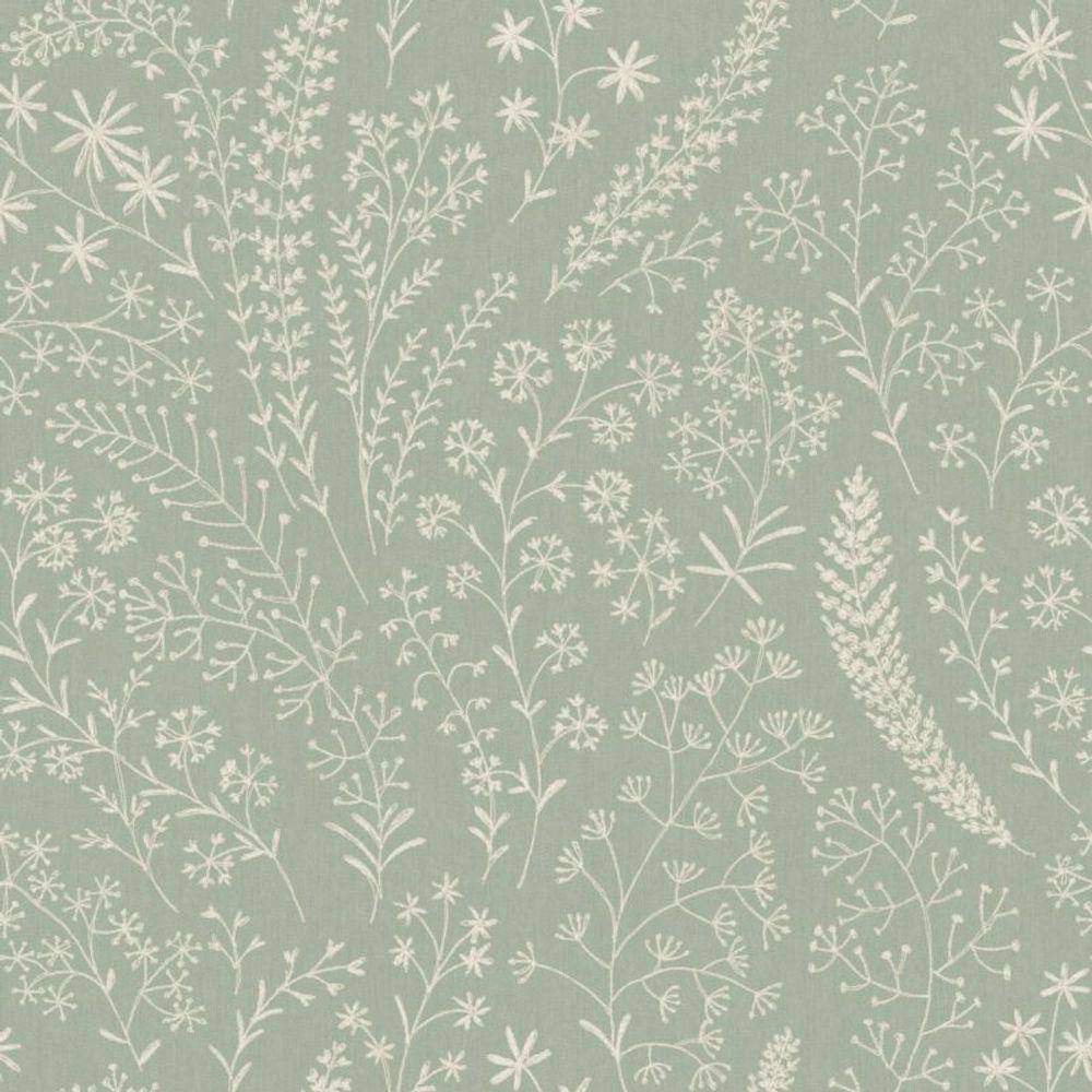 Papel de Parede Muse Floral Verde e Branco A58702