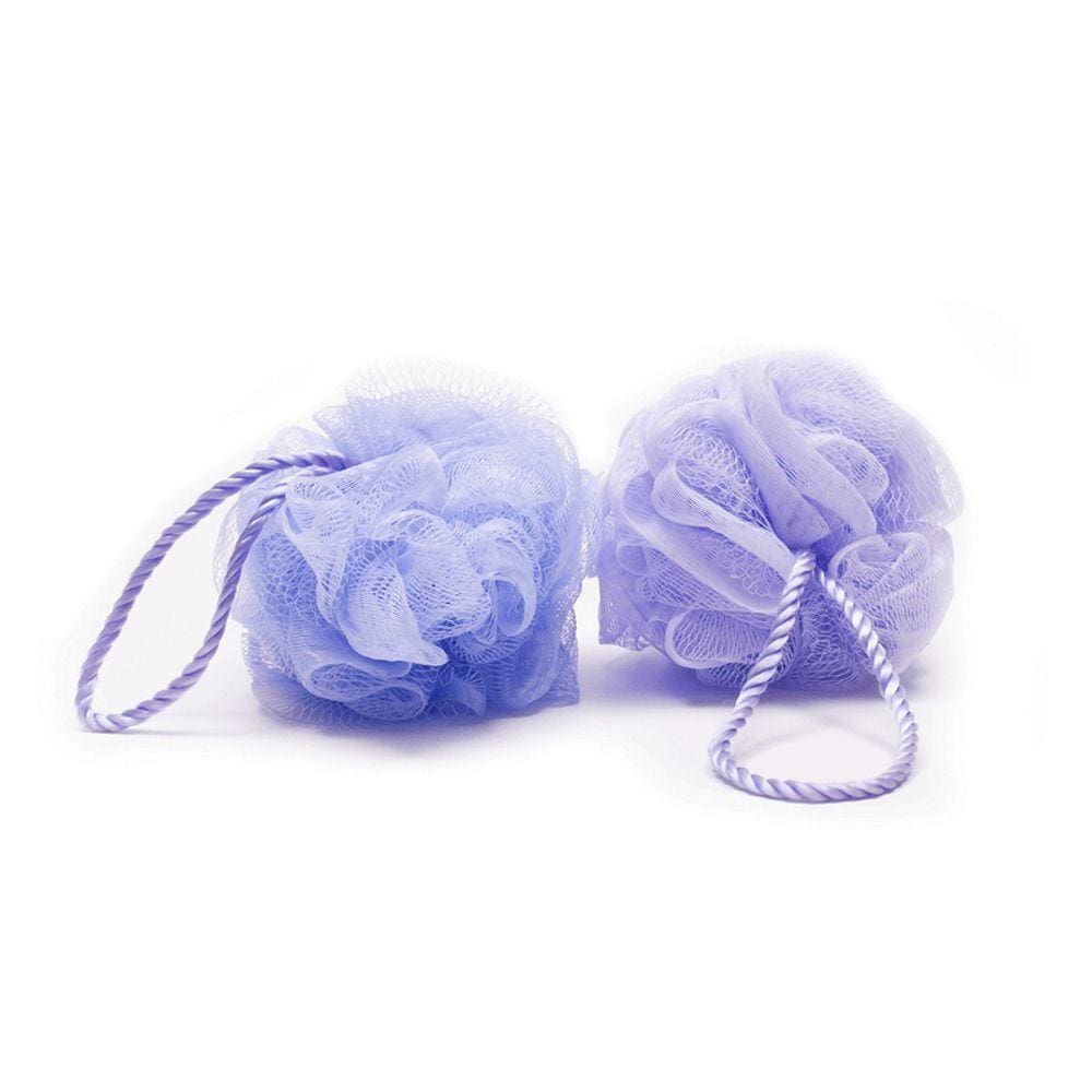 Esponja De Banho Pote C/ 2 Unidades C/ Cordão Nylon Lavanda