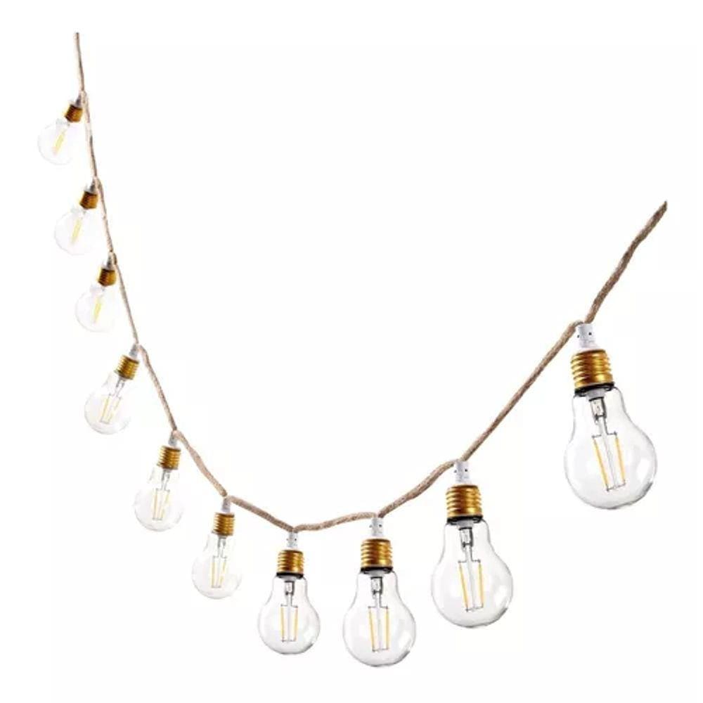 Cordão 10 Lâmpadas Led 5m 6w Com Controle Romoto - Bege