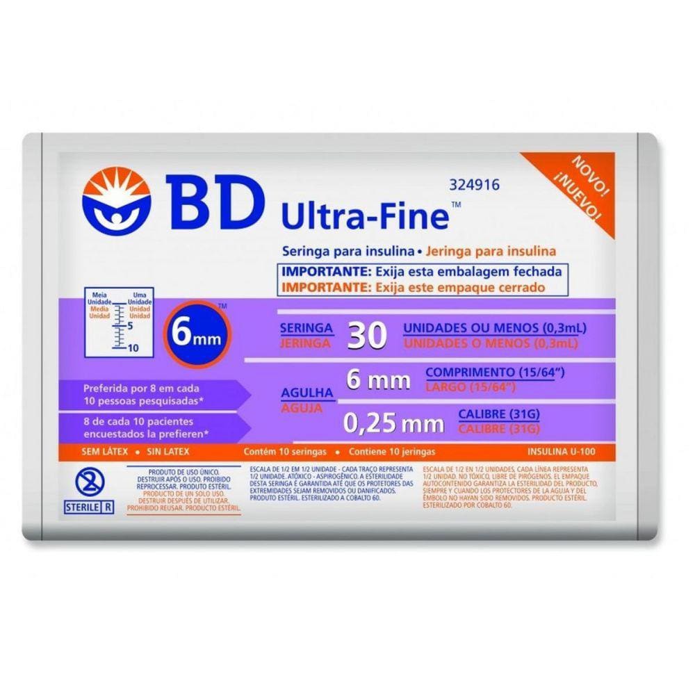 Seringa para Insulina Bd Ultra-Fine Ii 100U 6Mm 10 Unidades