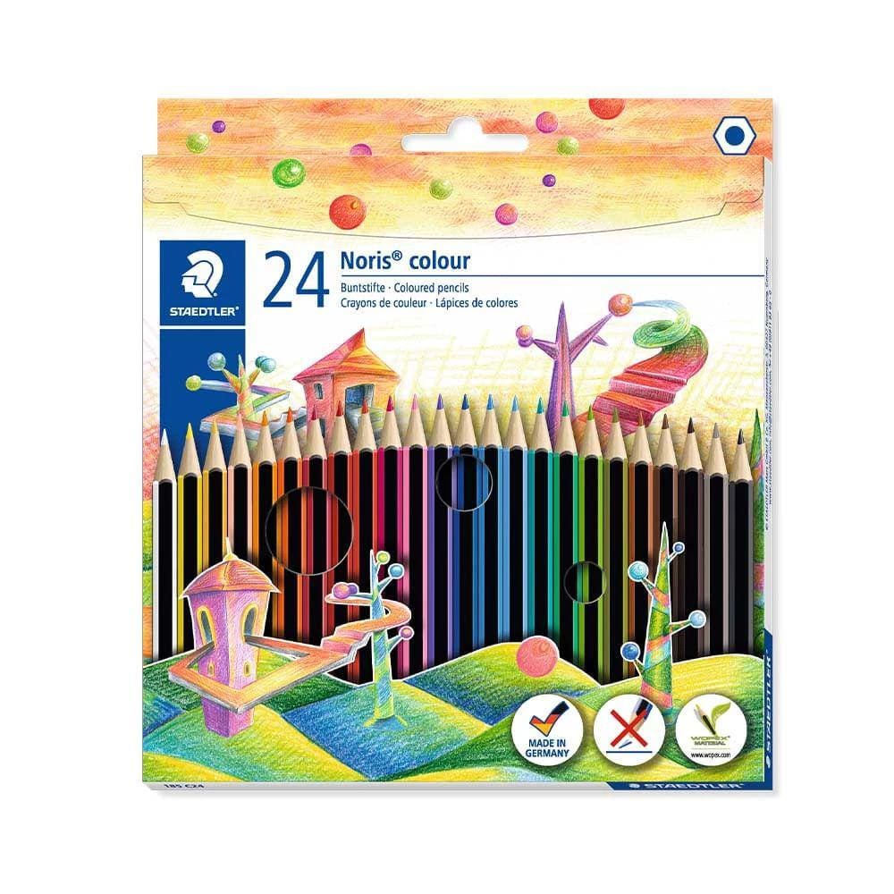 Lápis de Cor Staedtler Noris Sextavado Madeira 24 Cores Vibrantes