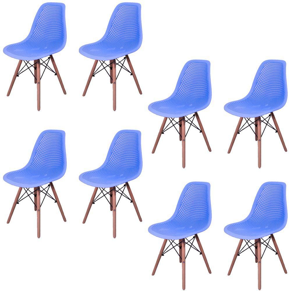 Kit 8 Cadeiras Charles Eames Eifell 130 Furadinha