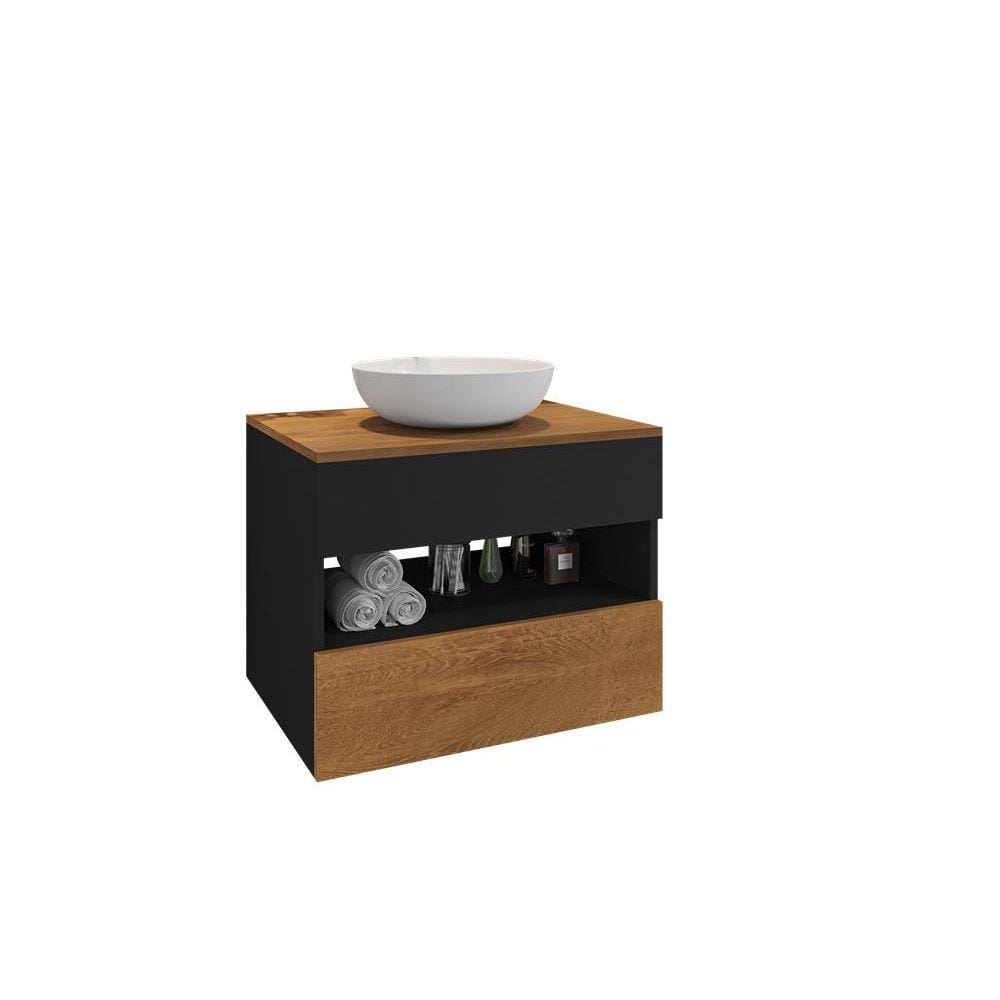 Conj Banheiro Gabinete Bali Preto Fosco Naturalle 2076114 Bechara