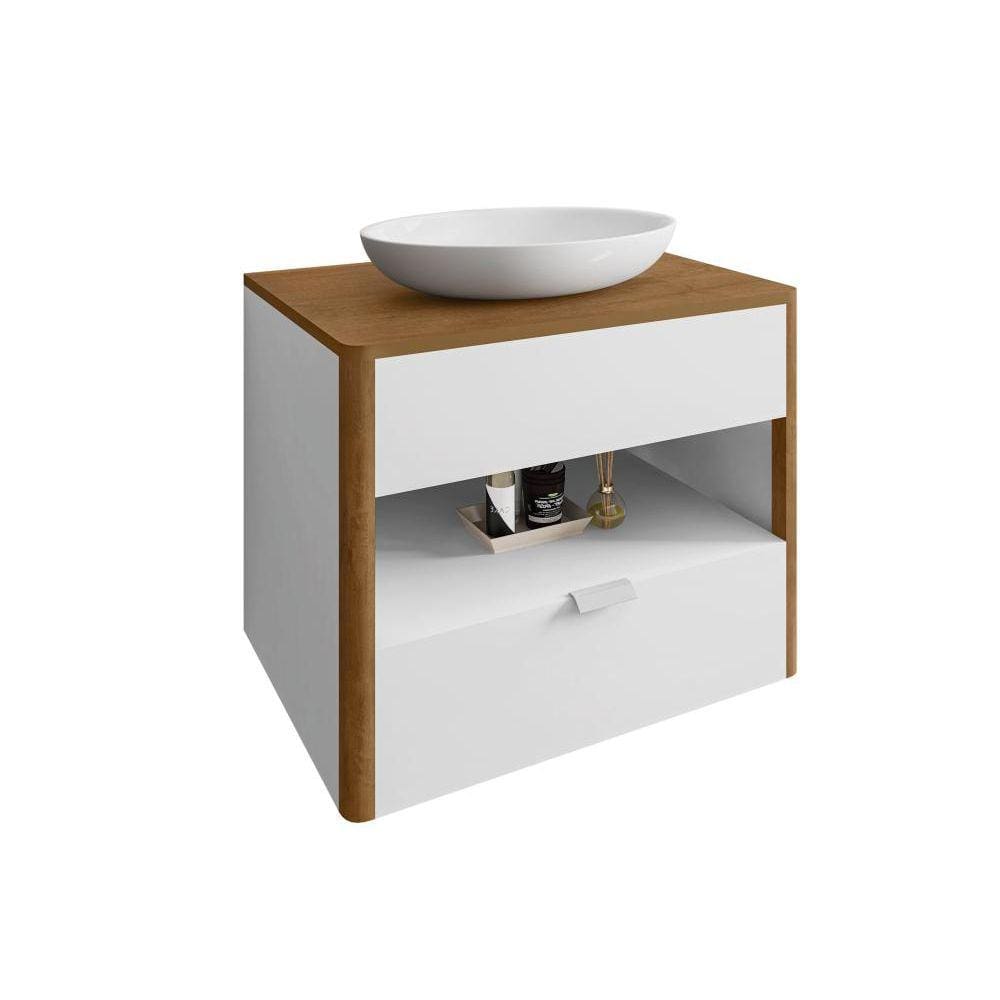 Conj Banheiro Gabinete Santorini Branco Naturalle 2076120 Bechara