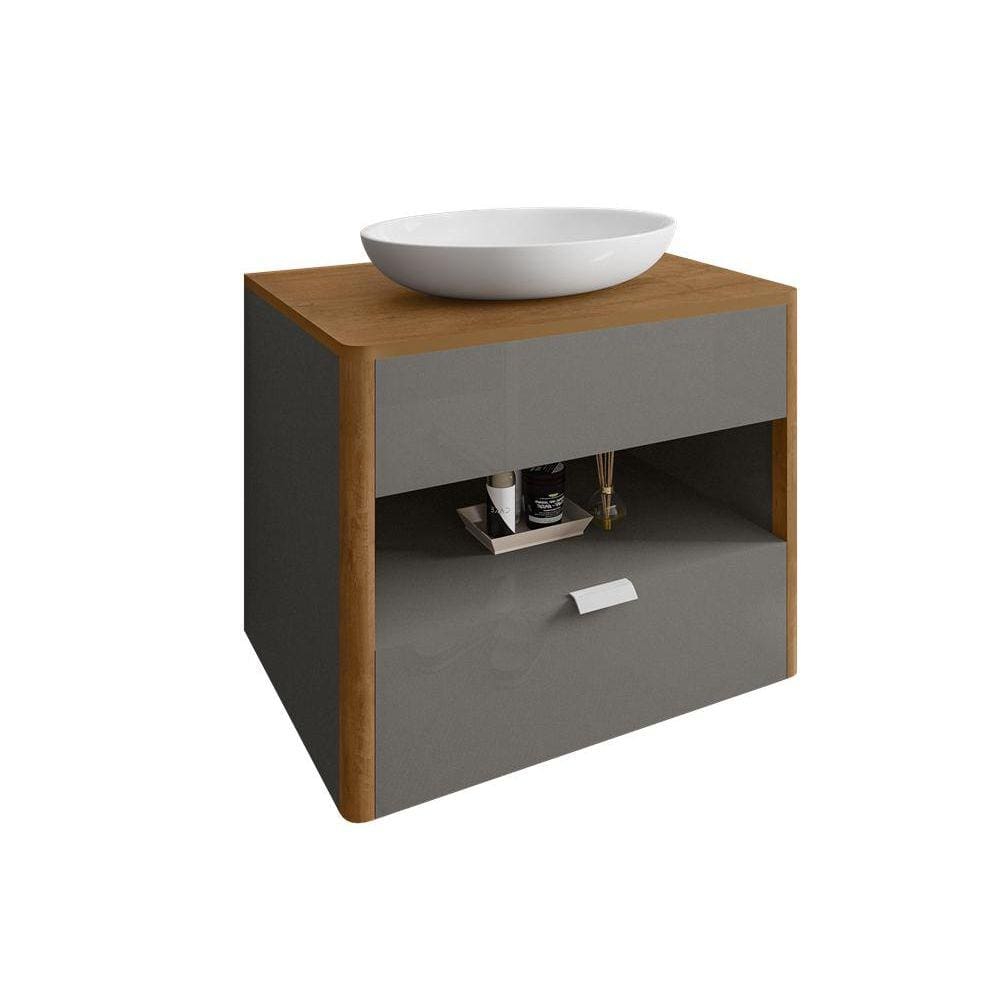 Conj Banheiro Gabinete Santorini Titanium Naturalle 2076123 Bechara