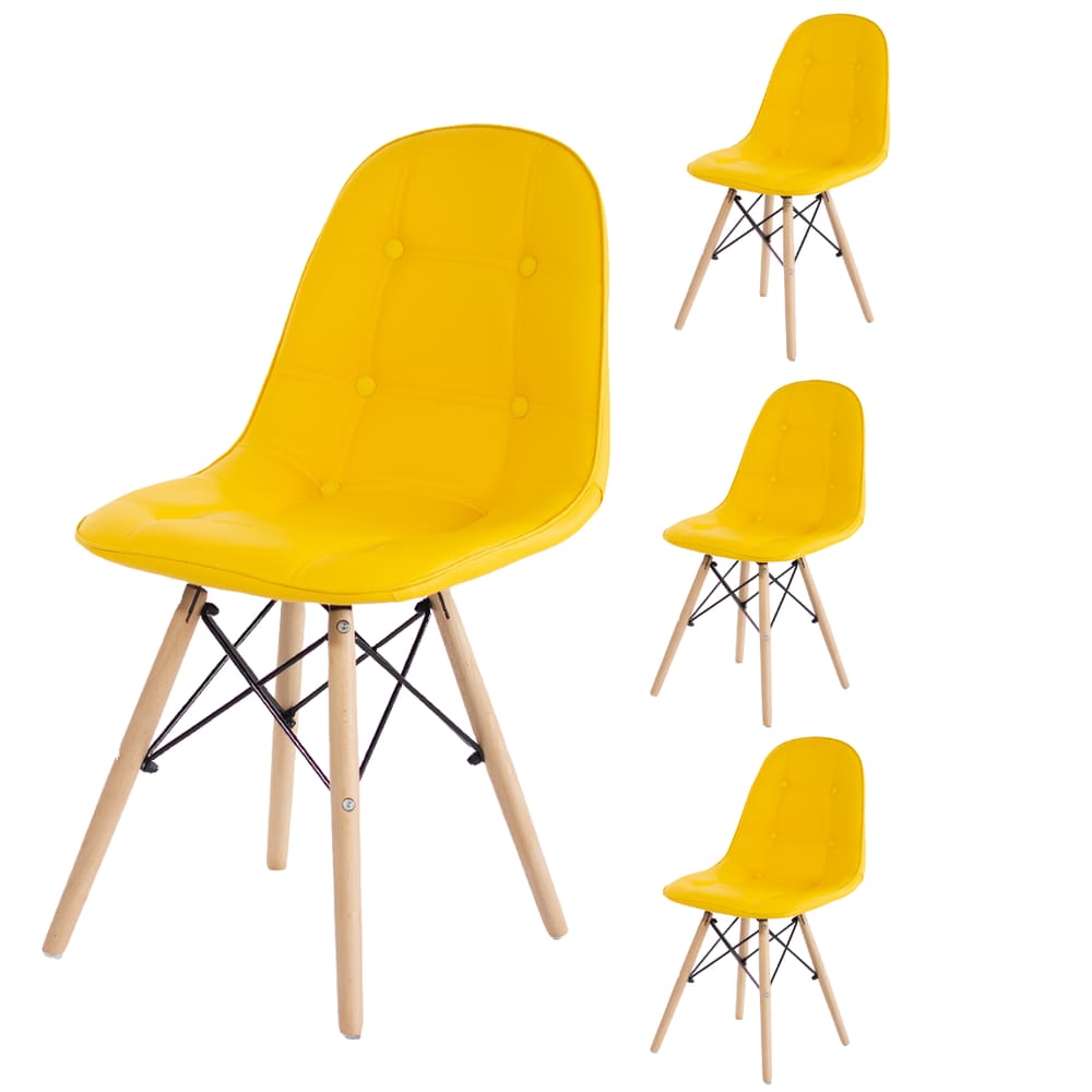 Kit 4 Cadeiras Eames Eiffel Estofada Botonê 130C