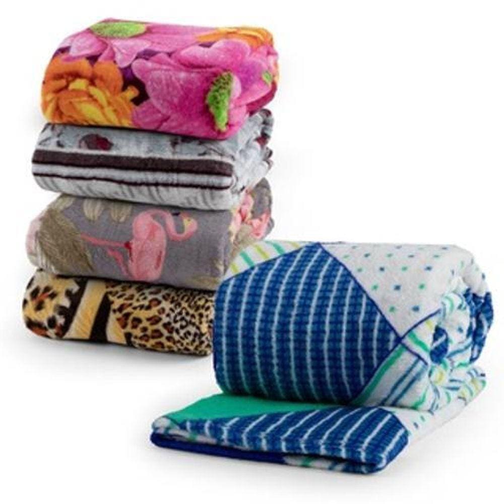 Kit Cobertor Manta Soft Felpuda Fleece Estampada