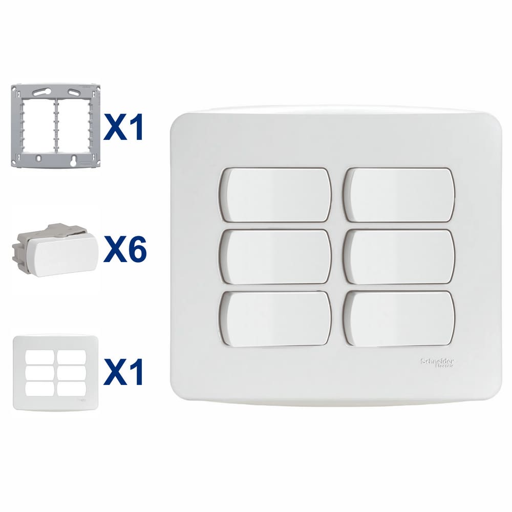 Conjunto De Interruptor Simples 6 Modulo 10A 4X4 Miluz