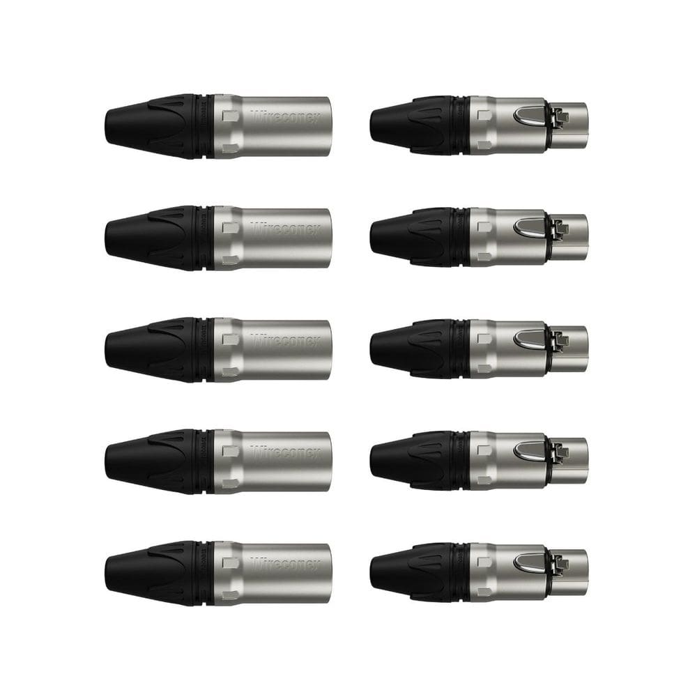 Kit 10 Conectores de Linha Xlr Plug Macho Plug Fêmea 3 Polos Wireconex WC-1013 WC-1003