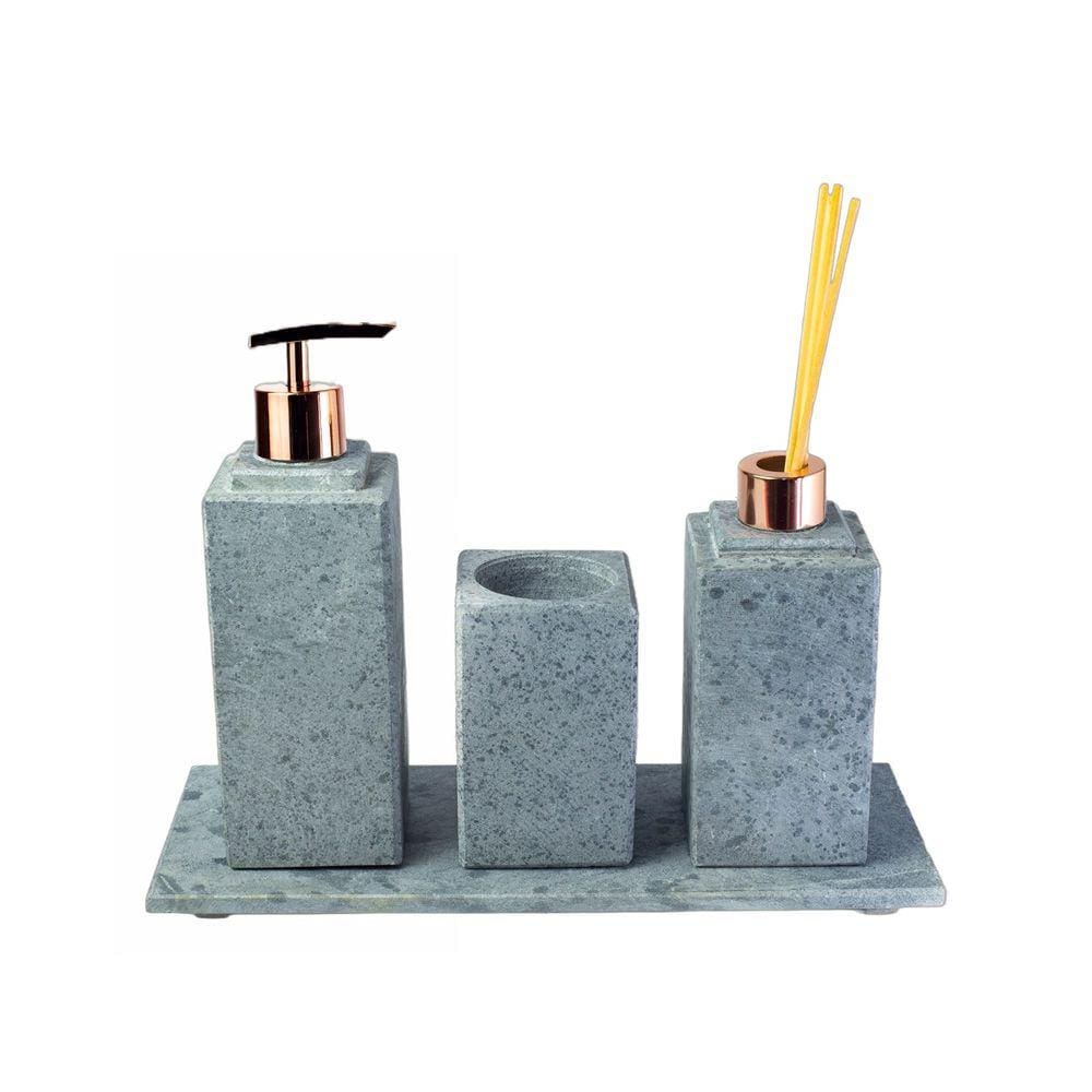 Kit Banheiro Bancada Lavabo Luxo em Pedra Sabão N05 Rosê