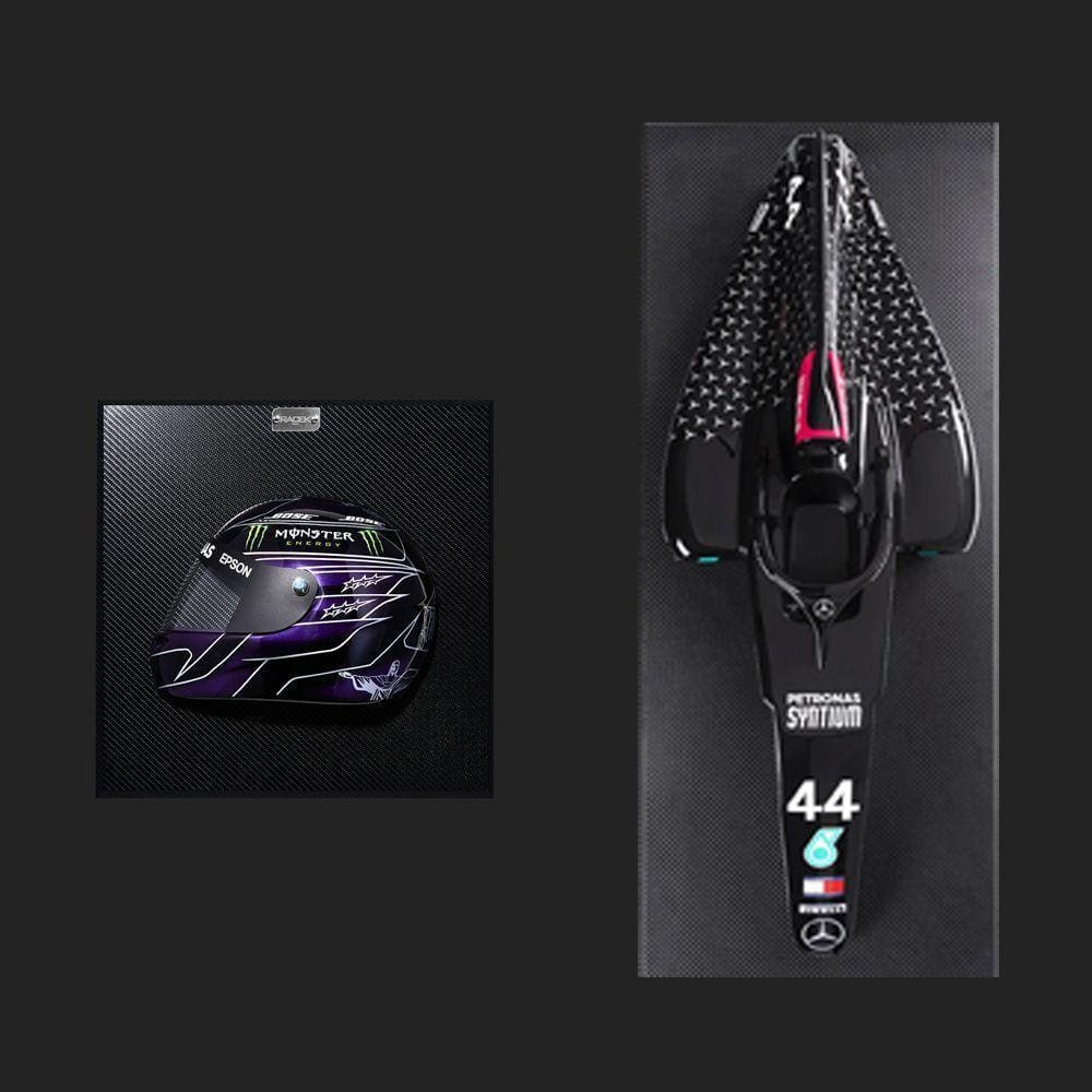 Conjunto Quadros 3d F1 Carro W11 E Capacete 2019 Lh
