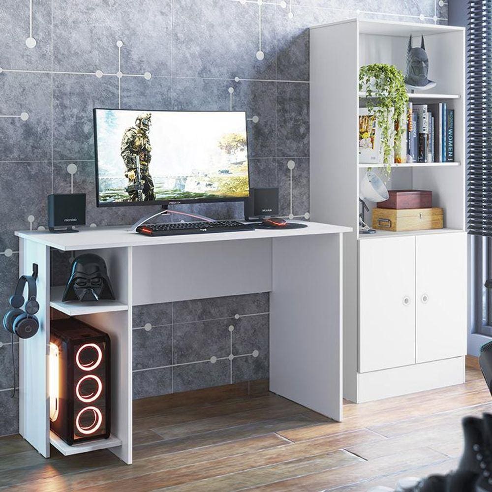 Kit Mesa Computador Gamer 3875 e Armario 2 Portas 4095