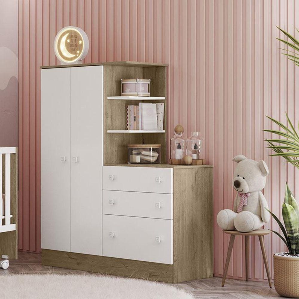 Guarda Roupa com Comoda Doce Sonho 4070 Branco