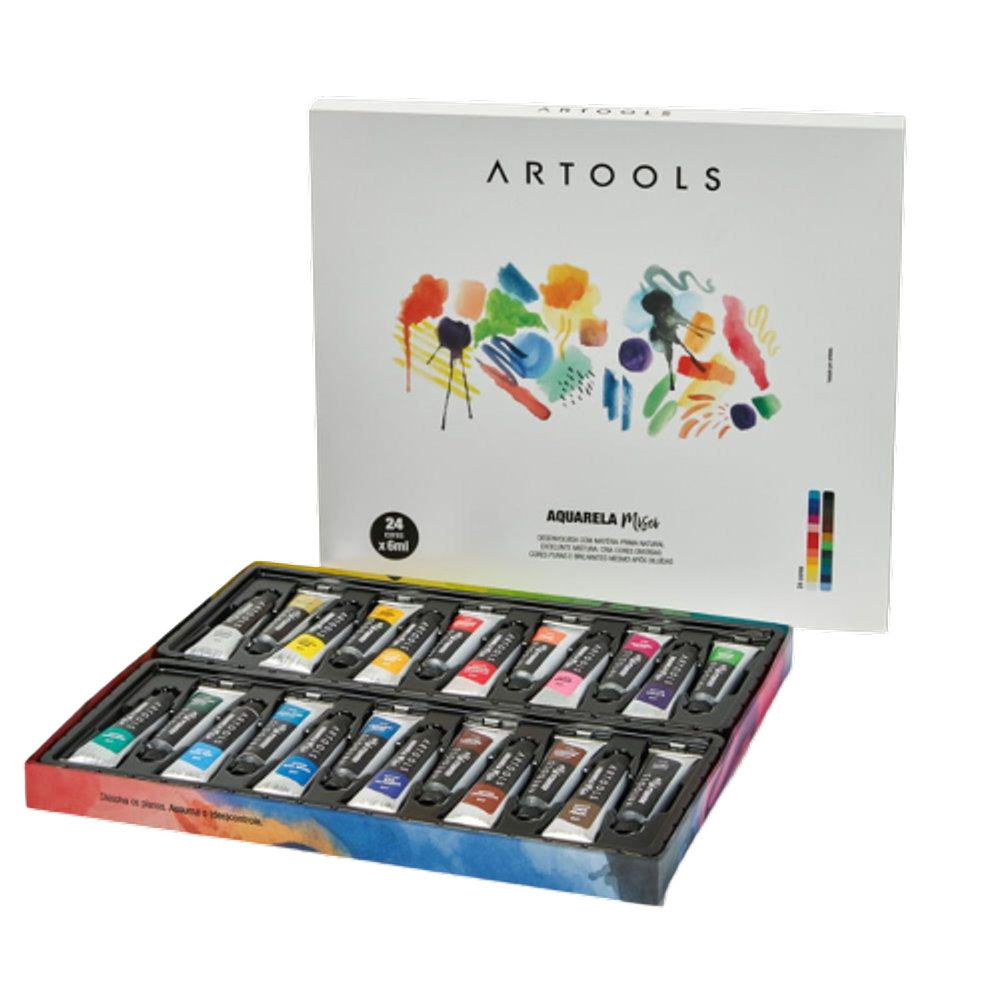 Aquarela Bisnaga 24 cores Miscíveis Artools Misci