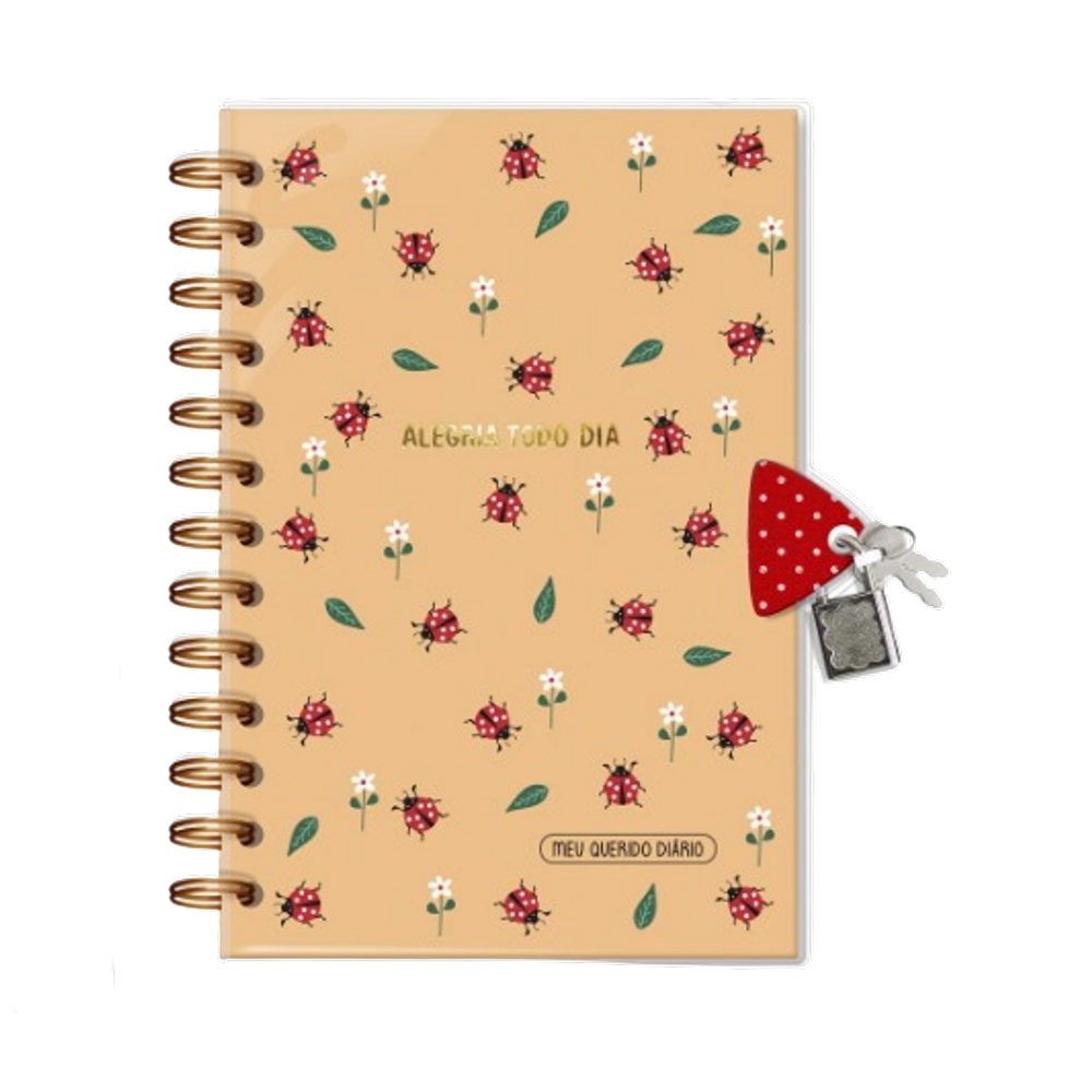 Diário com chave Capa Dura Joaninha Fina Ideia