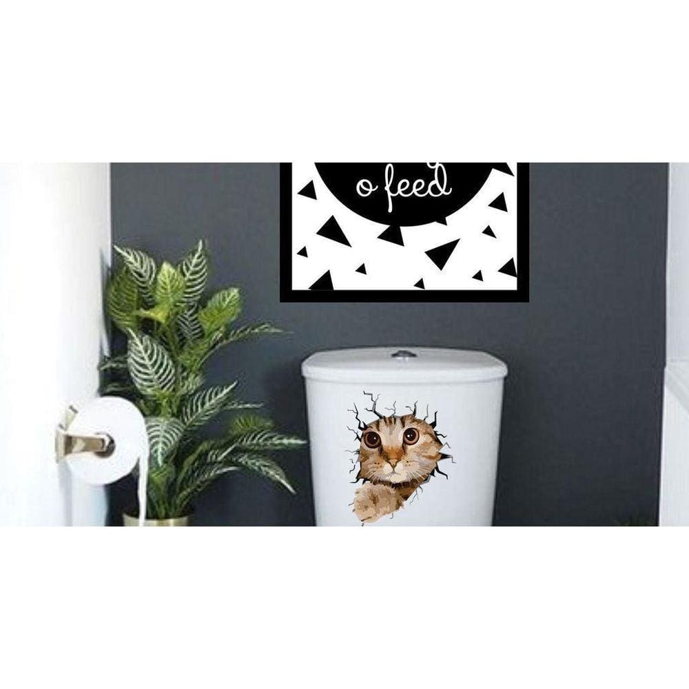 Adesivo De Vaso Sanitário 3D Gatinho