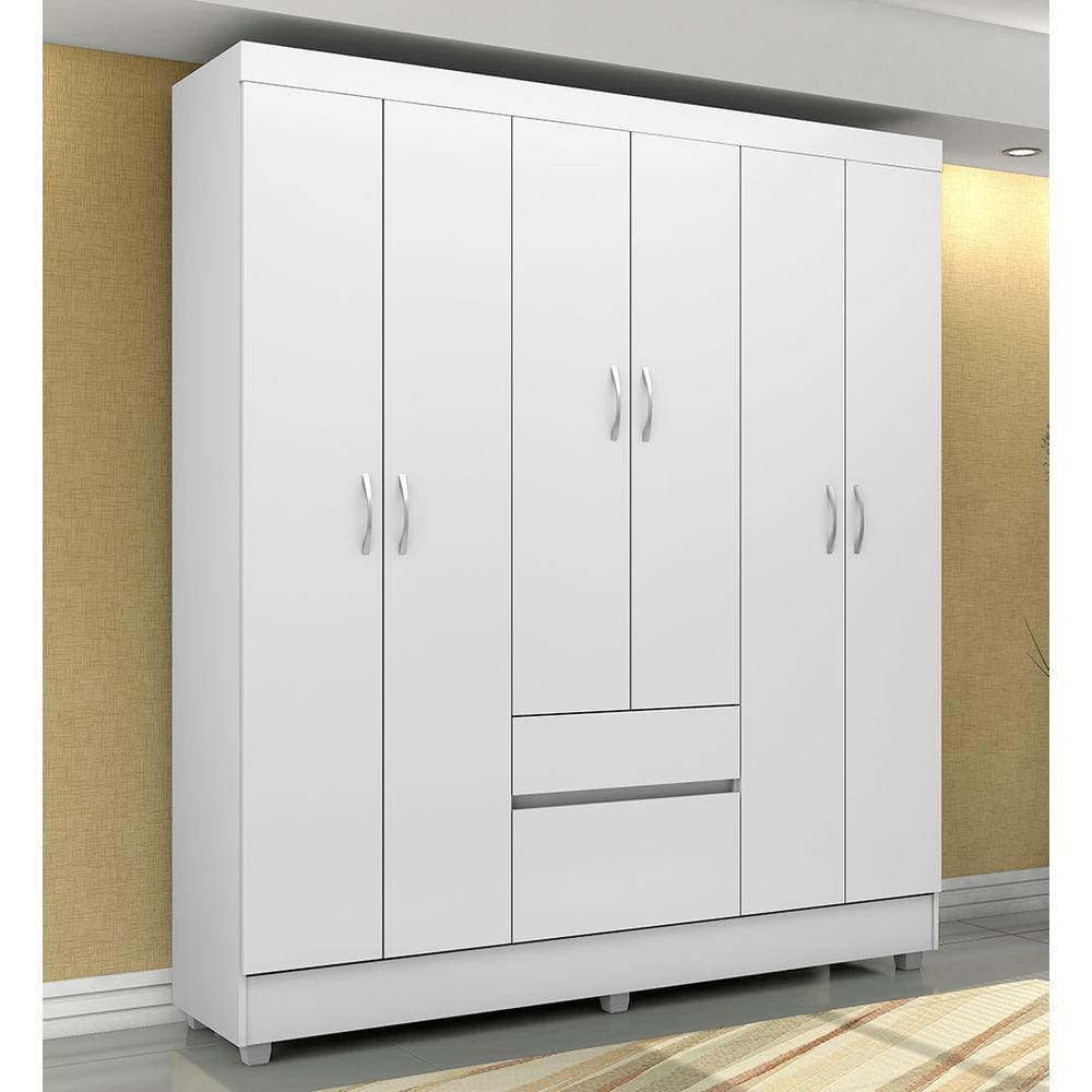 Guarda Roupa Roupeiro Solteiro 62920 06 Portas 02 Gavetas Flash II Branco Rosa Flex Demóbile