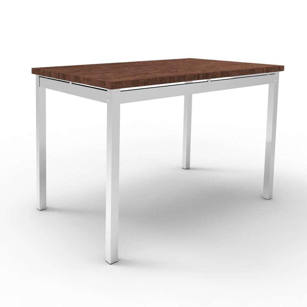 mesa de jantar retangular riviera cromada e castanho 160 cm