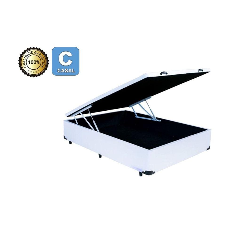 Cama Box Baú Casal 138 Bello Box - Tecido Sintético Branco