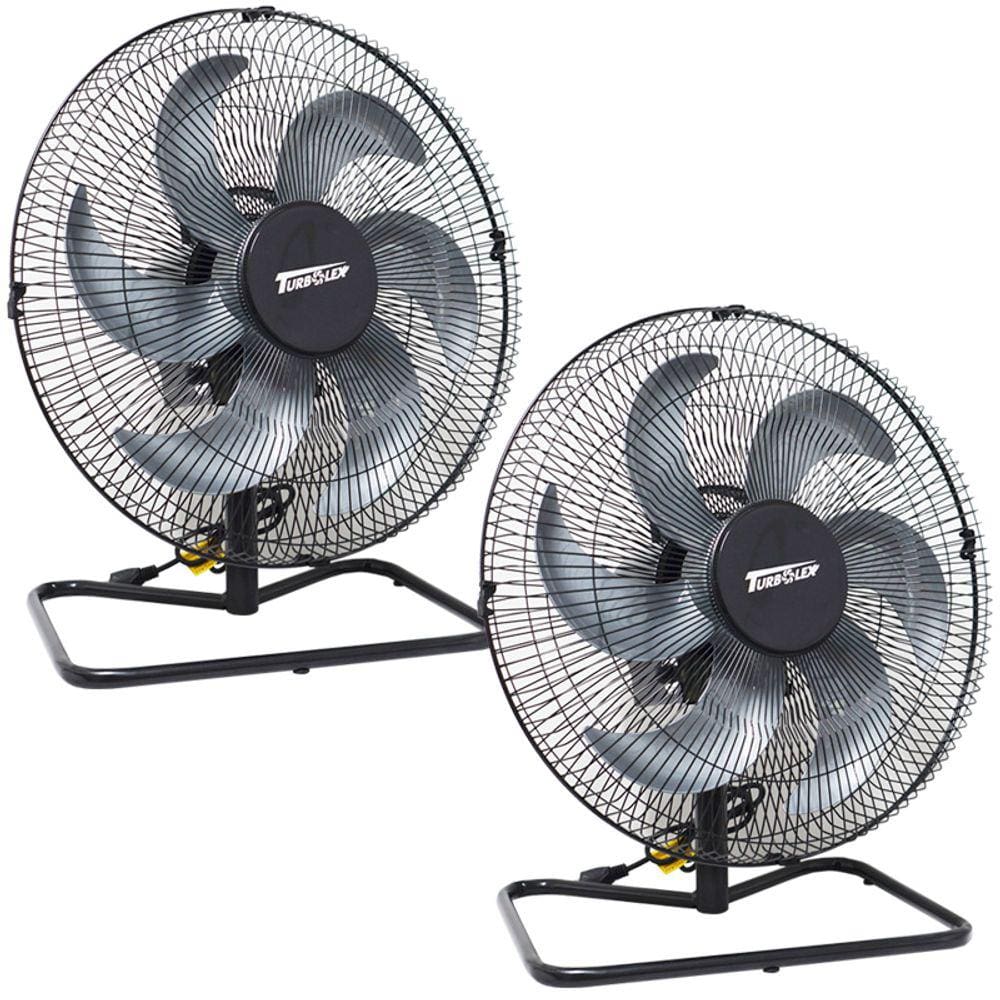 Kit 2 Ventiladores Mesa Chão 50cm Bivolt 110V 220V 200W Turbo Turbão 6 Pás GF Vitalex Preto