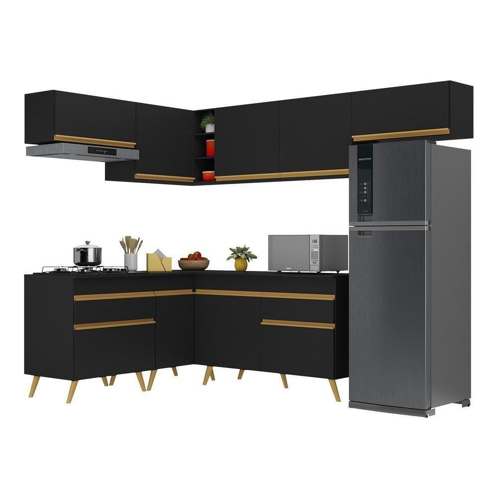 Armário De Cozinha Completa De Canto V269 Dourado
