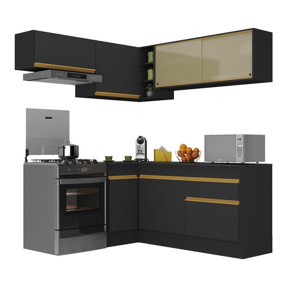Armário De Cozinha Completa De Canto V2094 Dourado