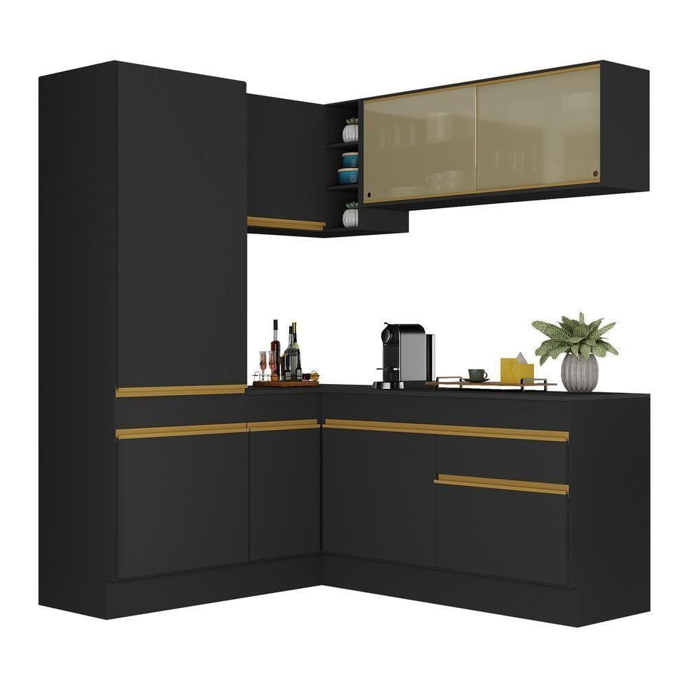 Armário De Cozinha Completa De Canto V2088 Dourado