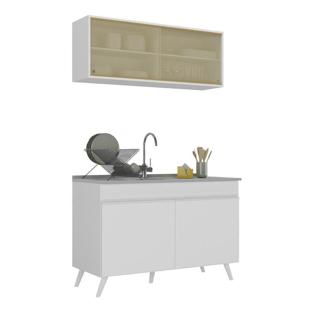 Armário De Cozinha Compacta 120cm Multimóveis V2140 Branco