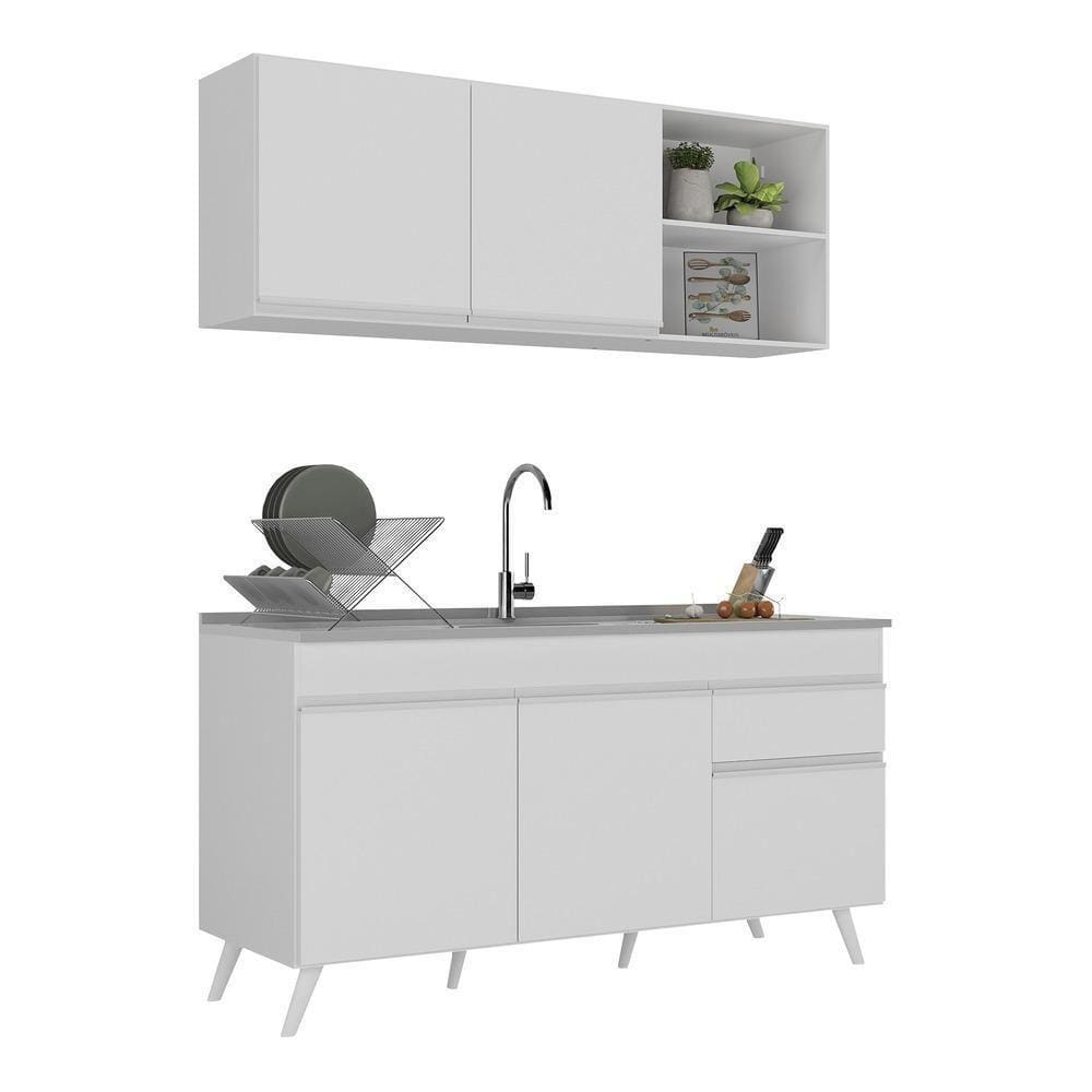 Armário De Cozinha Compacta 150cm Multimóveis V2142 Branco