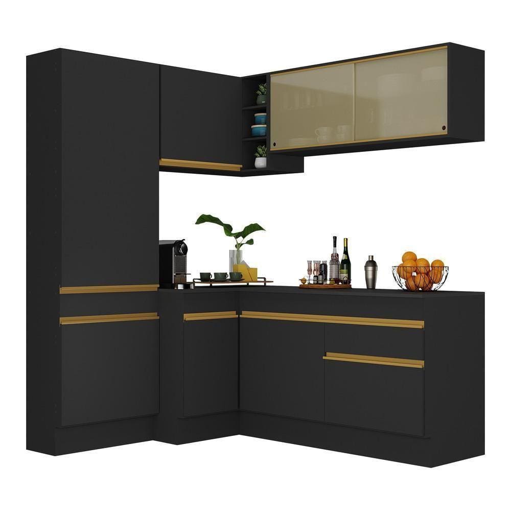Armário De Cozinha Completa De Canto V2089 Dourado