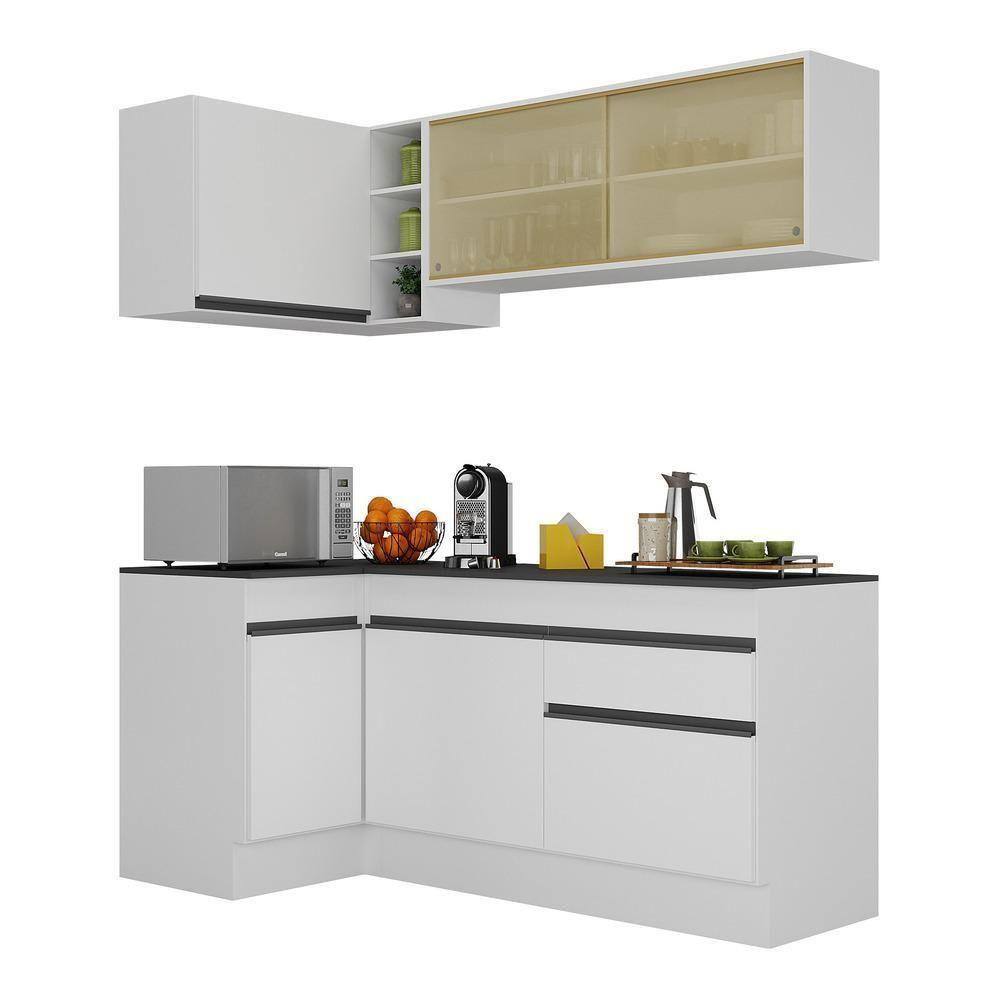 Armário De Cozinha Compacta De Canto V2091 Branco/Preto