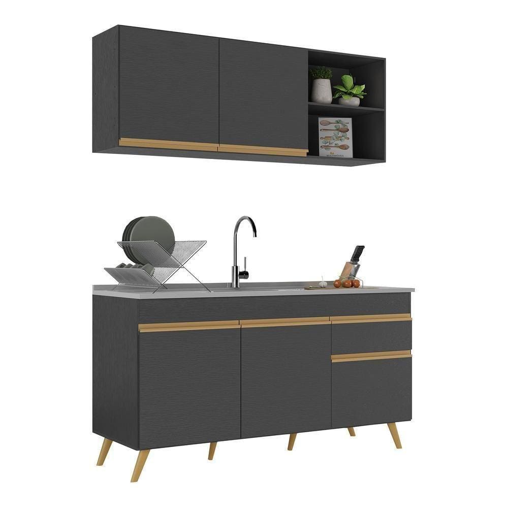Armário De Cozinha Compacta 150cm Multimóveis V2142/dourado