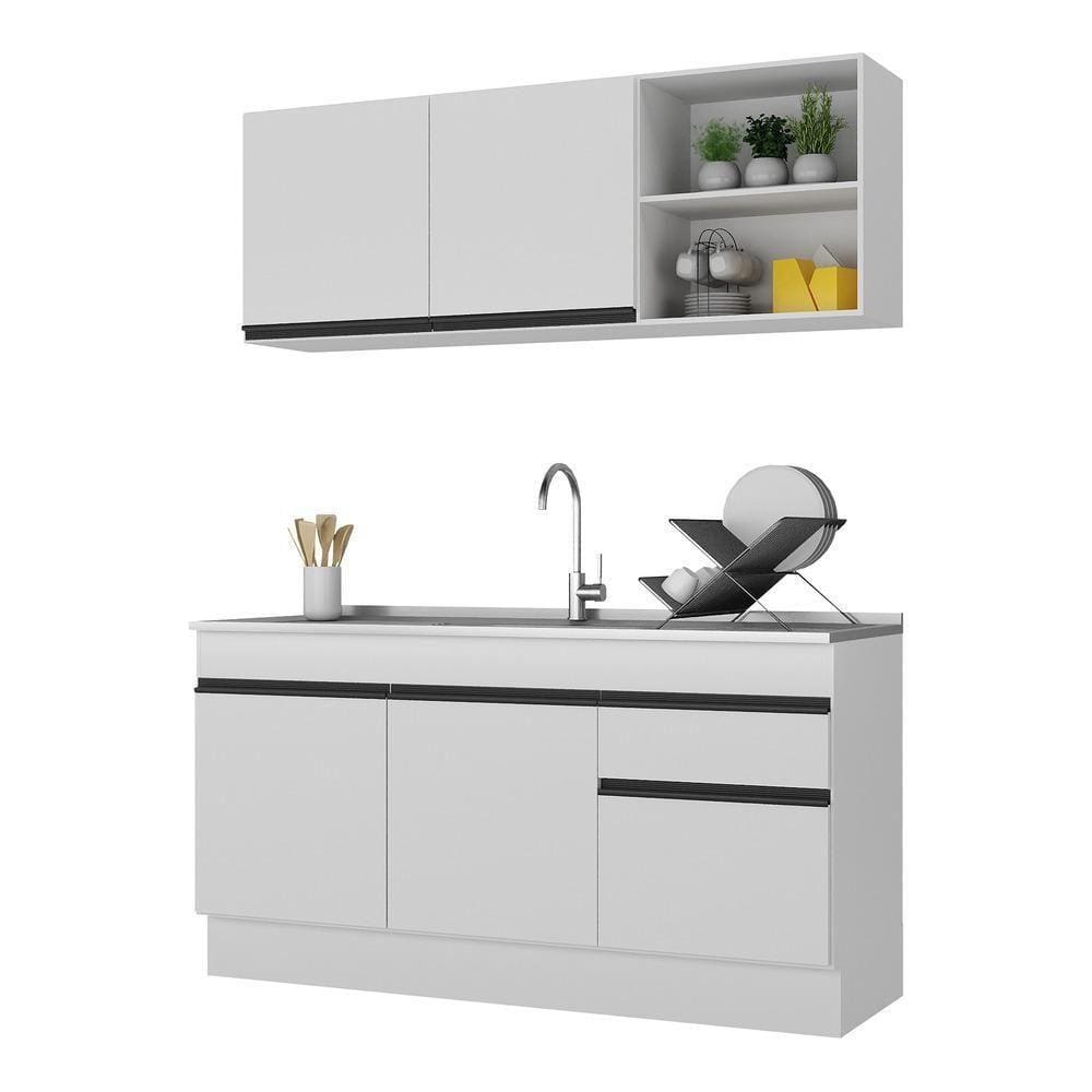 Armário De Cozinha Compacta 150cm Multimóveis Branco/preto