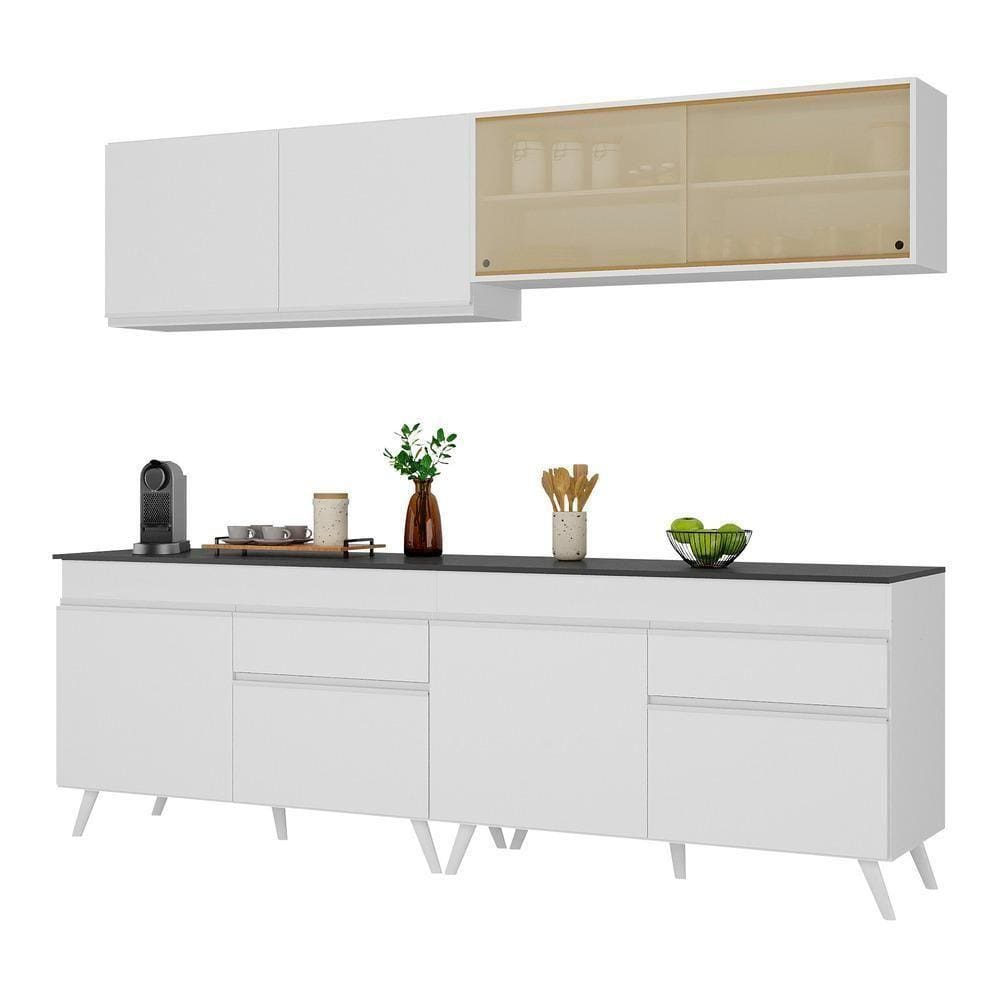 Armário De Cozinha Compacta 240cm Multimóveis V3696 Branco