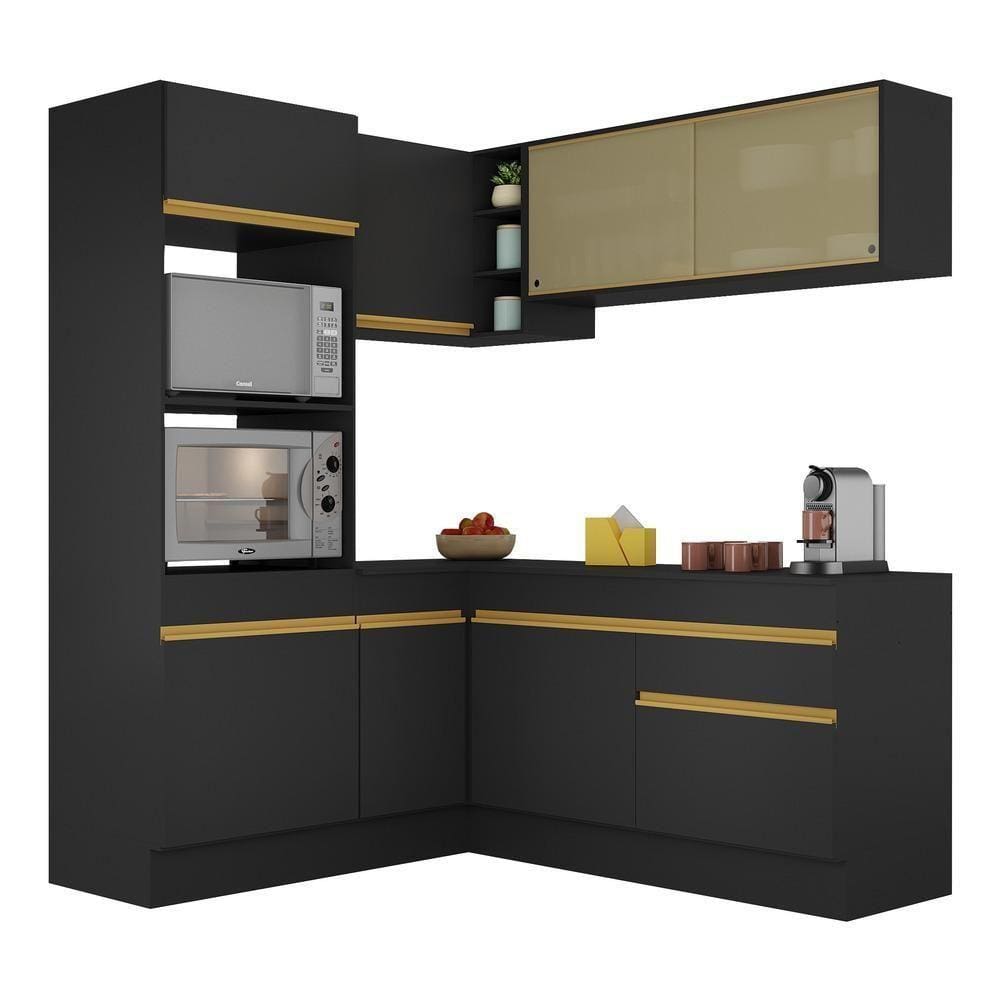 Armário De Cozinha Completa De Canto V2098 Dourado