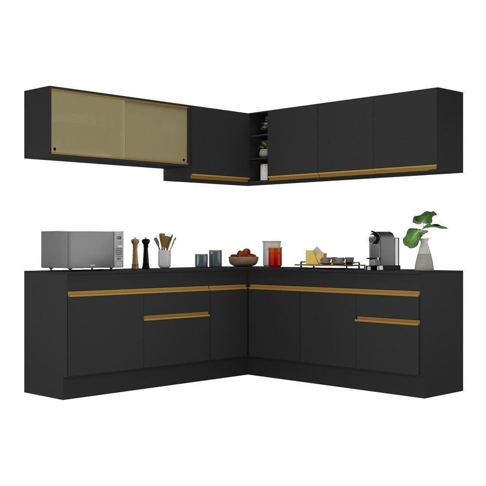 Armário De Cozinha Completa De Canto V2096 Dourado